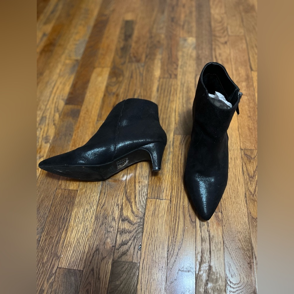Shimmery Black Bootie Heels